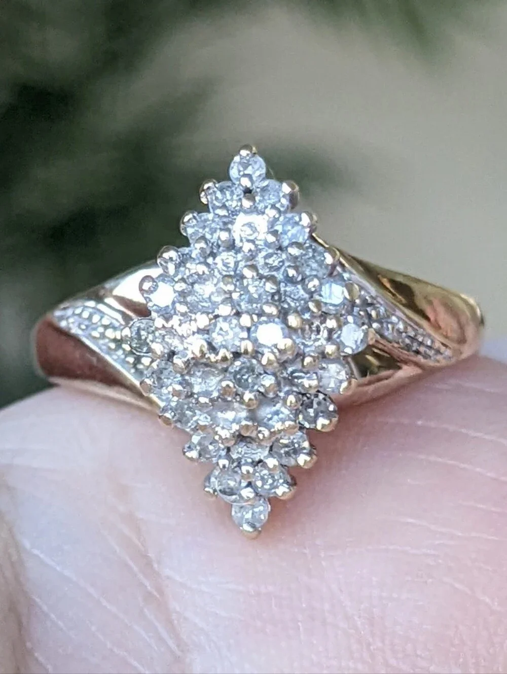 Antique 10K Gold Diamond Cluster Ring - Picture 1 of 16